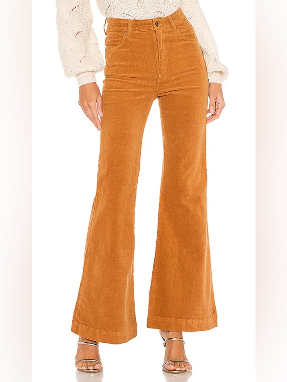 Rolla's Corduroy East Coast Flare Pants Women's 27 Tan High Rise Flare 70s Disco